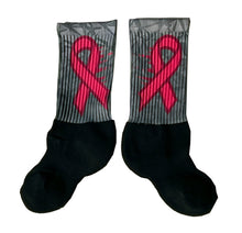 Load image into Gallery viewer, Breast Cancer Pattern Ribbon Awareness Socks (Crew Sublimation)
