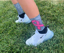 Load image into Gallery viewer, Breast Cancer Pattern Ribbon Awareness Socks (Crew Sublimation)
