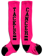 Load image into Gallery viewer, Tackle Cancer Breast Cancer Ribbon Awareness Socks (Knee-High, Flat Knit, Bright Pink)
