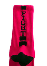 Load image into Gallery viewer, Breast Cancer Awareness Socks (Crew, Ribbed Knit, Bright Pink)
